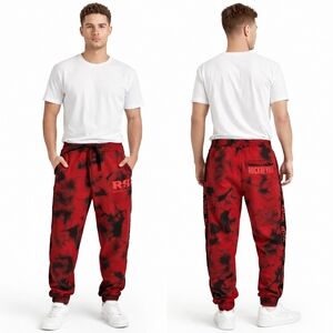 ROCK REVIVAL Logan Jogger Pants Mens XL Red Black Tie Dye Y2K Streetwear